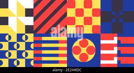 Abstraktes geometrisches Vektormuster im Neo-Geo Stil. Layered-Datei. Stock Vektor