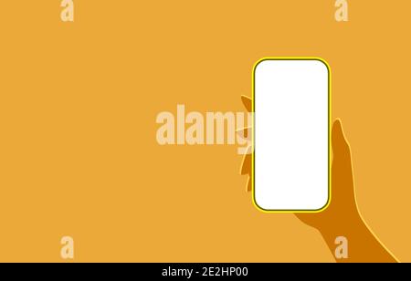 Es gibt ein Smartphone in meiner Hand, mobiles Display, weißer Hintergrund. Vektorgrafik Stock Vektor