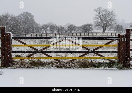 UK Wetter: Doncaster, South Yorkshire - 14 Januar 2021 - Schnee verursacht Störungen auf dem Great Yorkshire Way. Kredit: Michael Jamison/Alamy Live Nachrichten Stockfoto