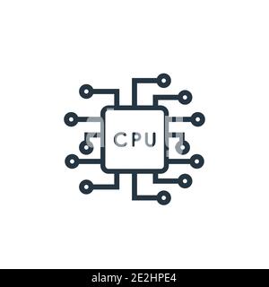 Symbol für den Prozessor-Umrissvektor. Dünne Linie schwarz Prozessor-Symbol, flache Vektor einfache Element Illustration aus editierbaren Netzwerk-Konzept isoliert auf wh Stock Vektor