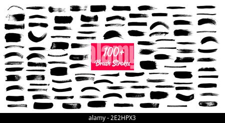 Satz von grunge schwarze Farbe, Tinte Pinselstriche. Vektorgrafik Stock Vektor