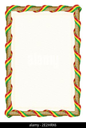 Vertikaler Rahmen und Grenze zur Guinea-Bissau-Flagge, Vorlagenelemente für Ihr Zertifikat und Diplom. Vektor. Stock Vektor