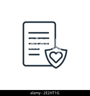 Vektor-Symbol für die Gliederung des Ehevertrags. Dünne Linie schwarz Ehe Vertrag Symbol, flache Vektor einfache Element Illustration aus editierbaren Versicherungskonzept Stock Vektor