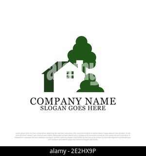 Green House Immobilien Logo Design Inspiration, am besten für Unternehmen und Unternehmen Logo Vorlage Stock Vektor