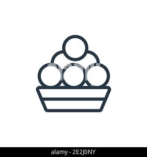 Takoyaki Umriss Vektor-Symbol. Dünne Linie schwarz takoyaki Symbol, flache Vektor einfache Element Illustration von editierbaren Restaurant Konzept isoliert auf whit Stock Vektor