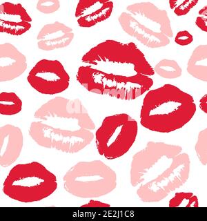 Nahtloses Muster mit Lippenstift-Spuren. Stock Vektor