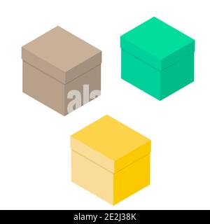 Geschenkschachtel-Set. Vektorgrafik Paketboxen Stock Vektor