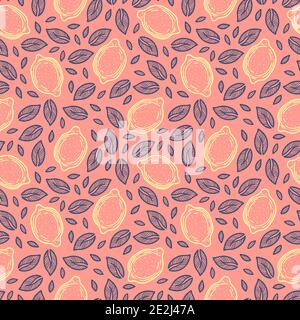 Zitrone nahtlose Muster Vektor-Illustration. Sommer-Design wiederholt Textil mit Zitrusfrüchten. Stock Vektor