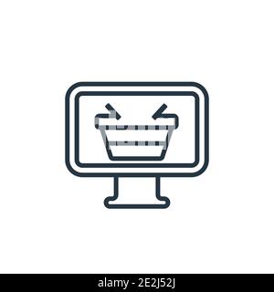 Vektorsymbol für Online-Shop-Umrisse. Dünne Linie schwarz Online-Shop-Symbol, flache Vektor einfache Element Illustration von editierbaren Marketing-Konzept isoliert Stock Vektor