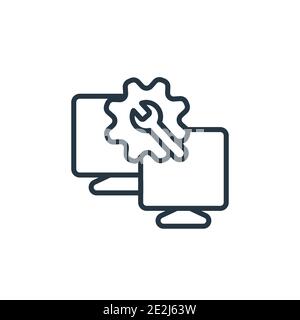 Symbol für Umrissvektoren für Remote-Support. Dünne Linie schwarz Remote-Support-Symbol, flache Vektor einfache Element Illustration von editierbaren Netzwerk-Konzept isol Stock Vektor