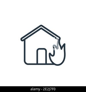 Haus auf Feuer skizzieren Vektor-Symbol. Dünne Linie schwarzes Haus auf Feuer Symbol, flache Vektor einfache Element Illustration aus editierbaren Versicherungskonzept zu isolieren Stock Vektor