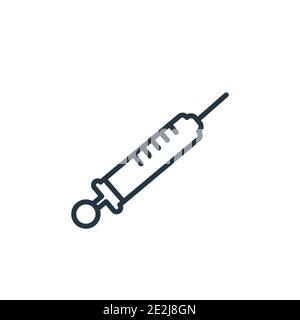 Vektorsymbol für den Umriss der Spritze. Dünne Linie schwarze Spritze Symbol, flache Vektor einfache Element Illustration von editierbaren Gesundheit und medizinische Konzept isoliert o Stock Vektor