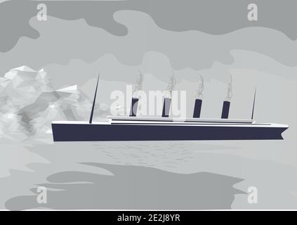 titanic abstrakte Vektor-Illustration. Schiff und Eisberg Stock Vektor