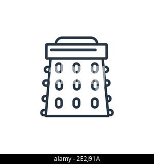 Vektorsymbol für die Reibe. Dünne Linie schwarze Reibe Symbol, flache Vektor einfache Element Illustration von editierbaren Küche Konzept isoliert Strich auf whit Stock Vektor