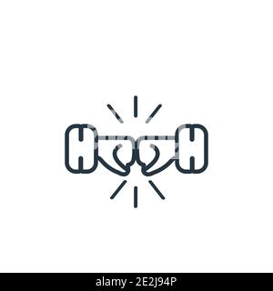 Symbol für den Bump-Outline-Vektor. Dünne Linie schwarz Bump Symbol, flache Vektor einfache Element Illustration aus editierbaren Händen und Gesten Konzept isolierte Kontur Stock Vektor