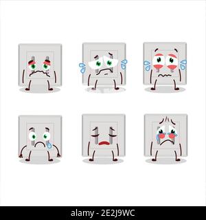 Einzelne elektrische Adapter Cartoon-Figur mit trauriger Ausdruck. Vektorgrafik Stock Vektor