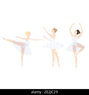 Ballerina in Tutu und spitzenschuhe, Ballettpose, Tanz und Pose, Vektor-Ballett Stock Vektor