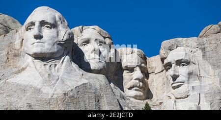 Mount Rushmore National Memorial, ein wahrer nationaler Schatz. Symbolisiert die ideale der Freiheit, in die Granitwand des Mount Rushmore geschnitzt. Stockfoto