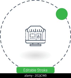 Vektorsymbole speichern editierbare Konturumrisssymbole für Web und Mobil Stock Vektor