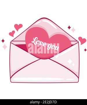 Ikone der Briefe zum valentinstag, Herzen, valentinskarte und andere Elemente. Stock Vektor