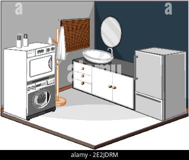 Waschküche Interieur mit Möbeln Illustration Stock Vektor