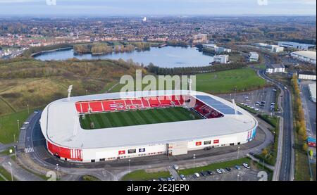 Eine Luftaufnahme des Keepmoat-Stadions, der Heimat des Doncaster Rovers Football Club Copyright 2020 © Sam Bagnall Stockfoto
