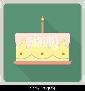 Geburtstagskuchen. Flaches Symbol mit Schatten Stock Vektor