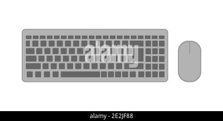 Moderne Tastatur und Maus auf weißem Hintergrund isoliert flach Stildarstellung Stockfoto