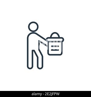Worker mit Notizblock Umrissvektorsymbol. Dünne Linie schwarz Arbeiter mit Notizblock Symbol, flache Vektor einfache Element Illustration von editierbaren Menschen concep Stock Vektor