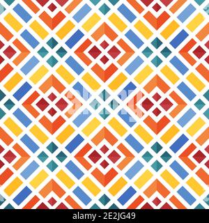 Mediterrane Stil Keramik Fliesenmuster ethnischen Folk Ornament bunt nahtlos Geometrisches Muster Vintage orientalische dekorative Elemente Hintergrund Stockfoto