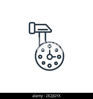 Vektorsymbol für den Überblick über die Erstellungszeit. Dünne Linie schwarz Build-Zeit-Symbol, flache Vektor einfache Element Illustration aus editierbaren allgemeinen Konzept isolierte Kontur Stock Vektor