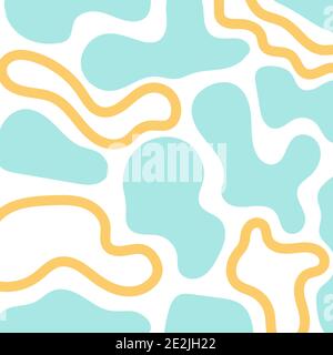 Abgerundete Formen Hintergrund. Türkis und Gelb. Organische Formen. Vektor-Illustration, flaches Design Stock Vektor