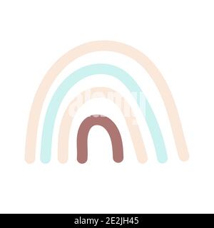 Nordischer handgezeichneter Regenbogen. Vektor-Illustration, flaches Design Stock Vektor