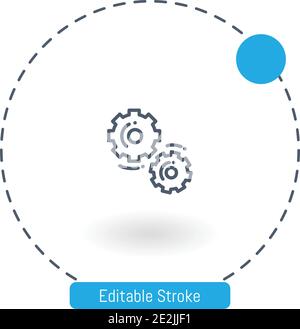 Zahnräder Vektorsymbol bearbeitbare Konturumrisssymbole für Web und Mobil Stock Vektor