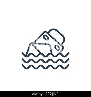 Vektorsymbol für sinkende Konturen. Dünne Linie schwarzes sinkendes Symbol, flacher Vektor einfache Elementdarstellung aus editierbarem Versicherungskonzept isoliert auf weißem b Stock Vektor