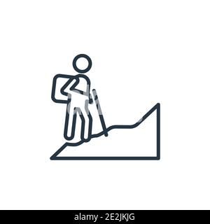 Mann in Wanderung Umriss Vektor-Symbol. Dünne Linie schwarz Mann in Hike-Symbol, flache Vektor einfache Element Illustration von editierbaren Menschen Konzept isoliert Strok Stock Vektor