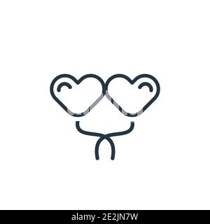 Vektorsymbol „Ballonherzen umreißen“. Dünne Linie schwarz Ballon Herzen Symbol, flache Vektor einfache Element Illustration von editierbaren Gaming-Konzept isoliert Stock Vektor