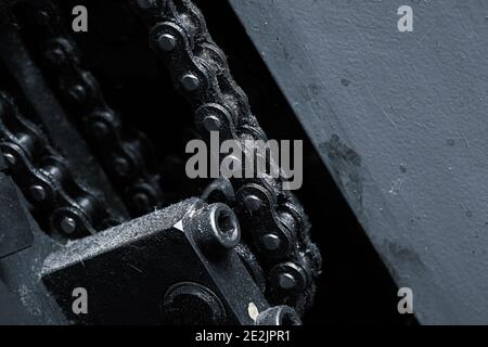 Kettengetriebe in der technischen Maschine. Stockfoto