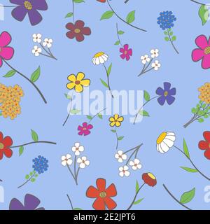 Nahtlose Cyan-Blumen Stock Vektor