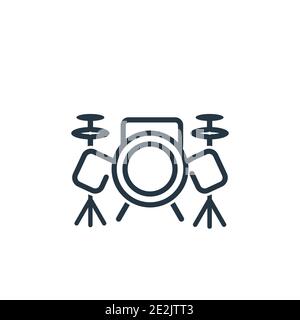 Symbol für den Umrissvektor der Trommel. Dünne Linie schwarz Drum set Symbol, flache Vektor einfache Element Illustration von editierbaren Hobbies Konzept isoliert Strich auf Stock Vektor