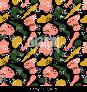 Abstrakter Hintergrund mit handgezeichneten Texturen, memphis Stil. Universalkarte, Pastellfarben. Stock Vektor