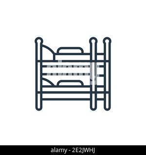Vektorsymbol für die Kontur des Etagenbetts. Dünne Linie schwarz Etagenbett Symbol, flache Vektor einfache Element Illustration von editierbaren Hotel Konzept isoliert auf weißem Bac Stock Vektor