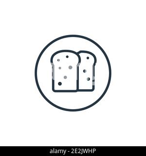 Vektorsymbol „Brotkontur“. Dünne Linie schwarzes Brot Symbol, flache Vektor einfache Element Illustration von editierbaren Restaurant Konzept isoliert auf weißem Rücken Stock Vektor