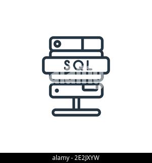 SQL-Vektorsymbol. Dünne Linie schwarz sql-Symbol, flache Vektor einfache Element Illustration von editierbaren Netzwerk-Konzept isoliert auf weißem Hintergrund Stock Vektor