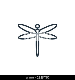 Dragonfly-Vektorsymbol. Dünne Linie schwarz Libelle Symbol, flache Vektor einfache Element Illustration aus editierbaren Märchen Konzept isoliert auf wh Stock Vektor