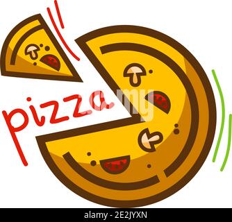 Pizza isoliert auf weißem Hintergrund. Pizza Lebensmittel Vektor flache Abbildung. Stock Vektor