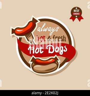 Set von Abzeichen, Label, Logo, Icons Design-Vorlagen für amerikanische Hotdog. Stock Vektor