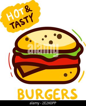 Großer Hamburger auf weißem Hintergrund. Burger. Leckeres Fast Food. Vektorgrafik. Stock Vektor