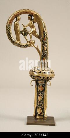 Crozier Head, französisch, Anfang des 20. Jahrhunderts (Original datiert 13. Jahrhundert). Stockfoto