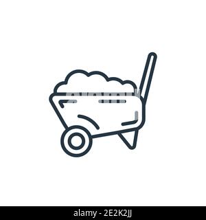 Vektorsymbol für die Kontur der Schubkarre. Dünne Linie schwarz Schubkarre Symbol, flache Vektor einfache Element Illustration aus editierbaren Geschichte Konzept isoliert stro Stock Vektor